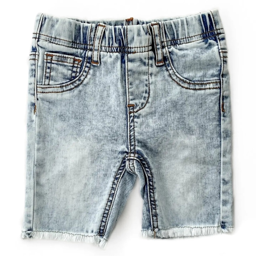 Kids Light Blue Denim Shorts with Elastic Waist